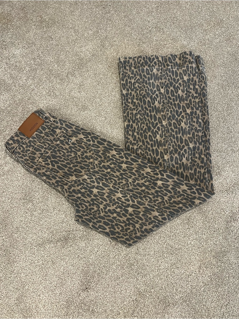 Leopard Print Wide-Leg Jeans - Brown/Black